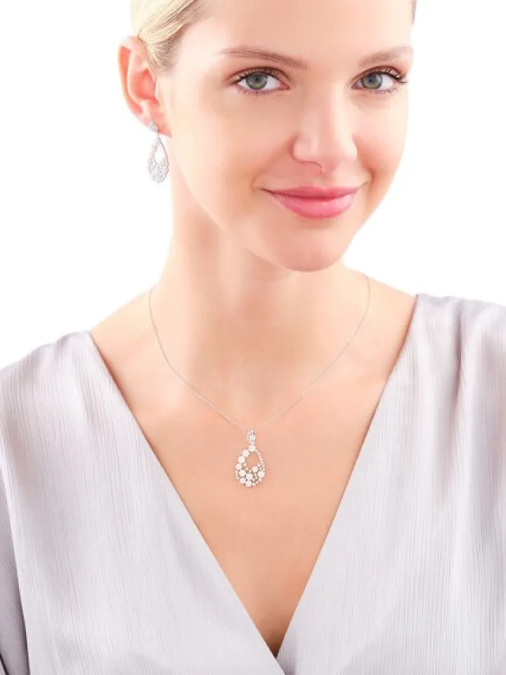 Zawieszka srebrna z cyrkoniami - kwiaty