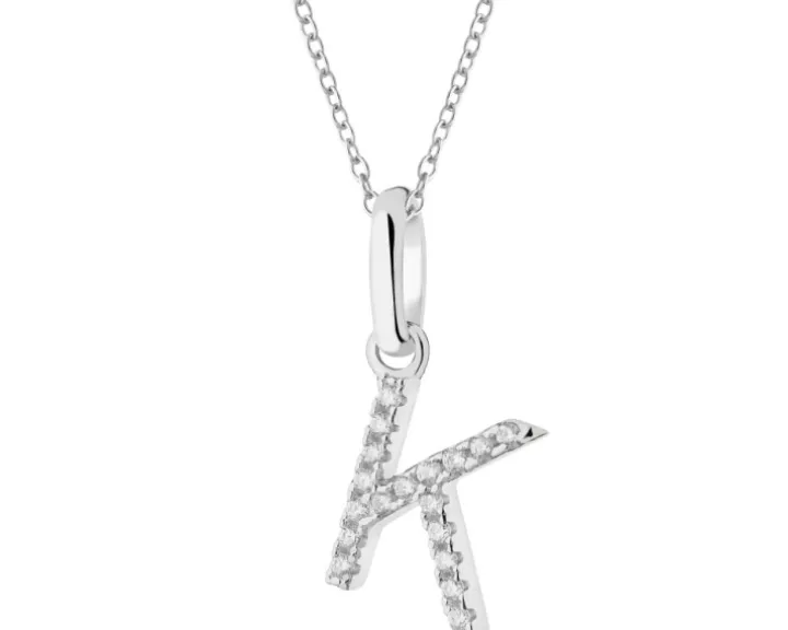 Zawieszka srebrna z cyrkoniami - litera K