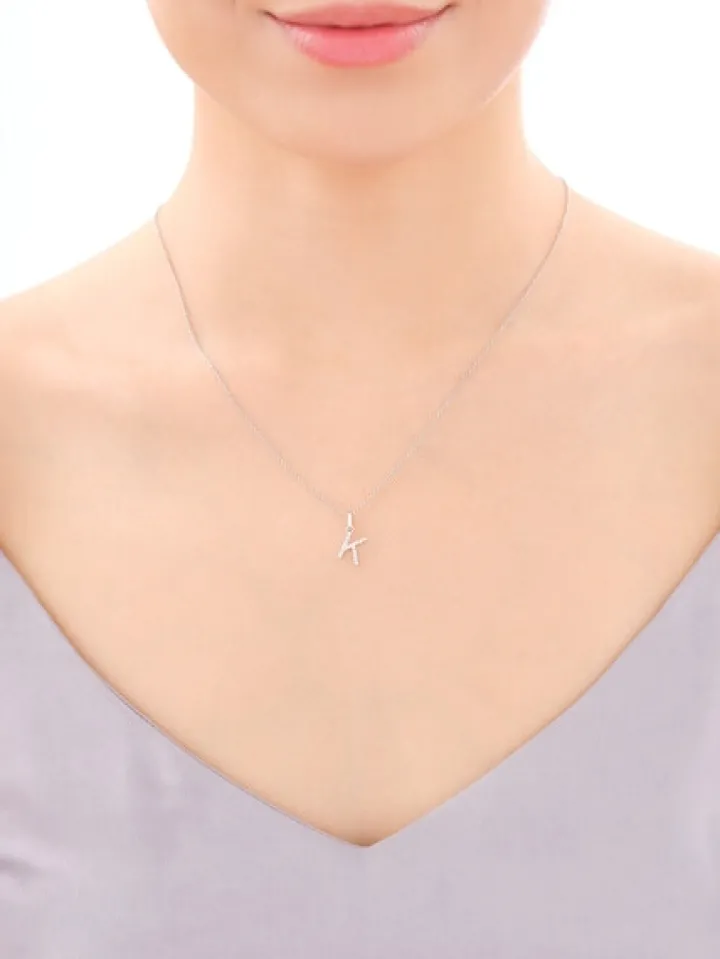 Zawieszka srebrna z cyrkoniami - litera K