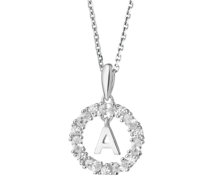 Zawieszka srebrna z cyrkoniami - litera A