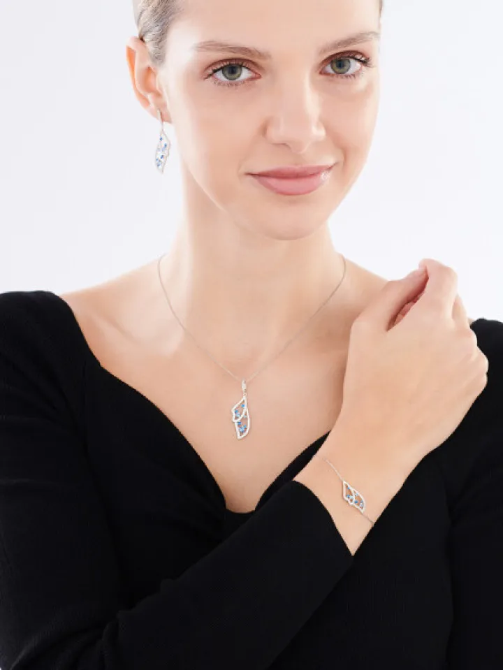 Zawieszka srebrna z cyrkoniami - gwiazdy