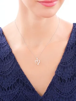 Zawieszka srebrna z cyrkoniami - serca