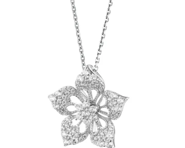 Zawieszka srebrna z cyrkoniami - kwiat