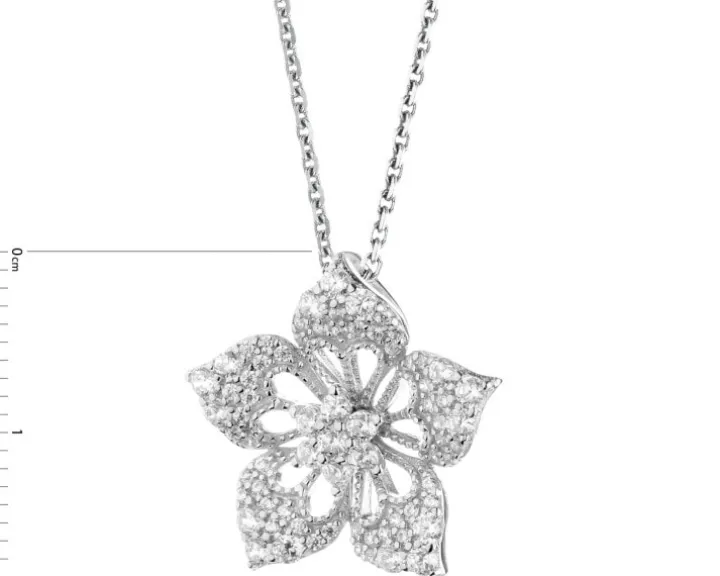 Zawieszka srebrna z cyrkoniami - kwiat