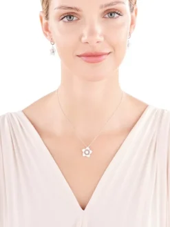 Zawieszka srebrna z cyrkoniami - kwiat