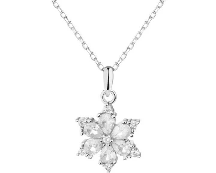 Zawieszka srebrna z cyrkoniami - kwiat