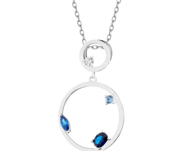 Zawieszka srebrna z cyrkoniami - koła