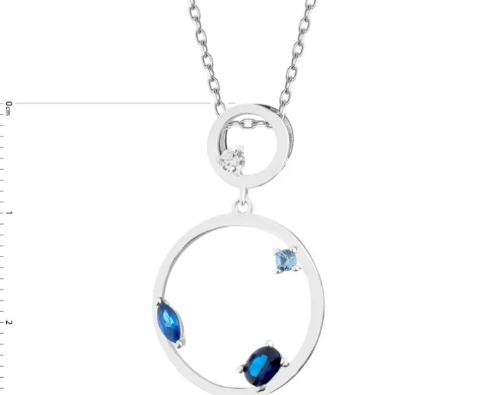 Zawieszka srebrna z cyrkoniami - koła