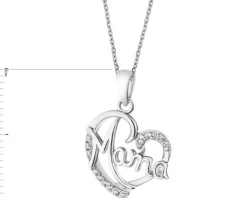 Zawieszka srebrna z cyrkoniami - mama, serce