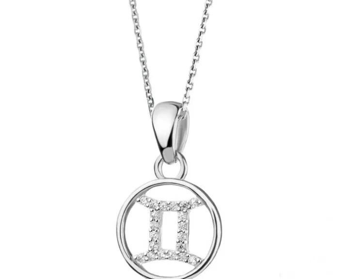 Zawieszka srebrna z cyrkoniami - Bliźnięta