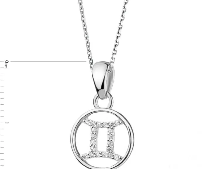 Zawieszka srebrna z cyrkoniami - Bliźnięta