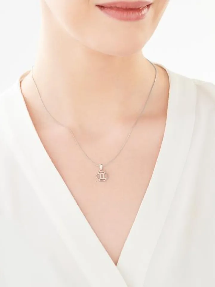 Zawieszka srebrna z cyrkoniami - Bliźnięta