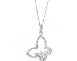 Zawieszka srebrna z cyrkoniami - motyl