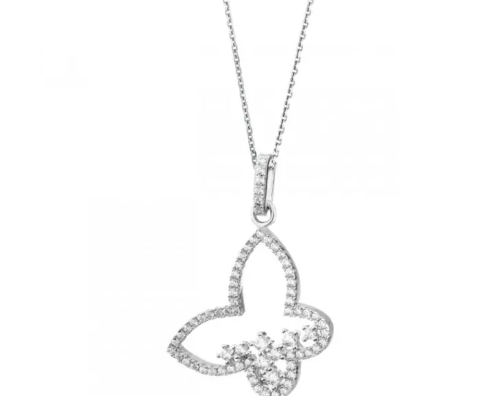 Zawieszka srebrna z cyrkoniami - motyl