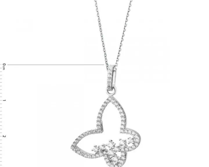 Zawieszka srebrna z cyrkoniami - motyl