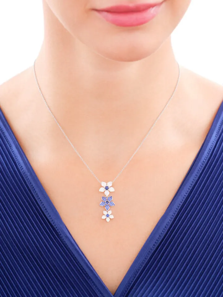 Zawieszka srebrna z cyrkoniami - kwiaty