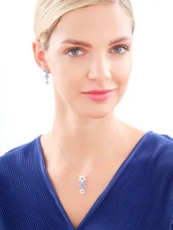 Zawieszka srebrna z cyrkoniami - kwiaty