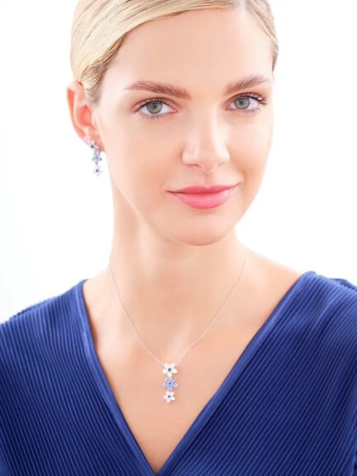 Zawieszka srebrna z cyrkoniami - kwiaty