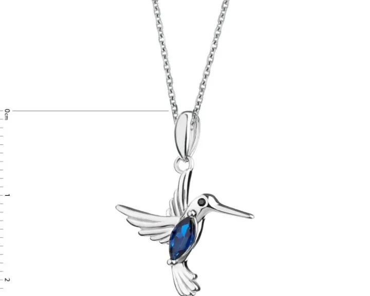 Zawieszka srebrna z cyrkoniami - koliber