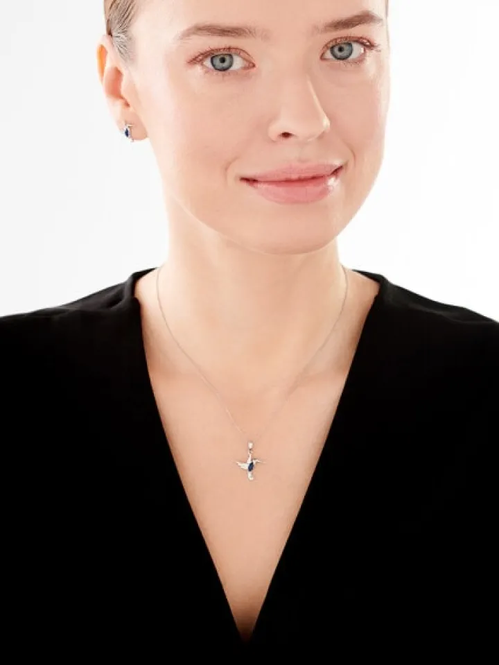 Zawieszka srebrna z cyrkoniami - koliber