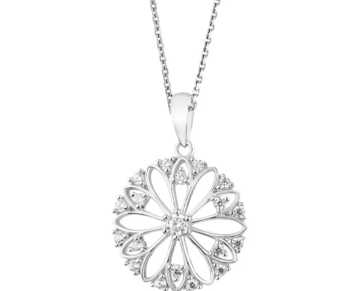 Zawieszka srebrna z cyrkoniami - rozeta