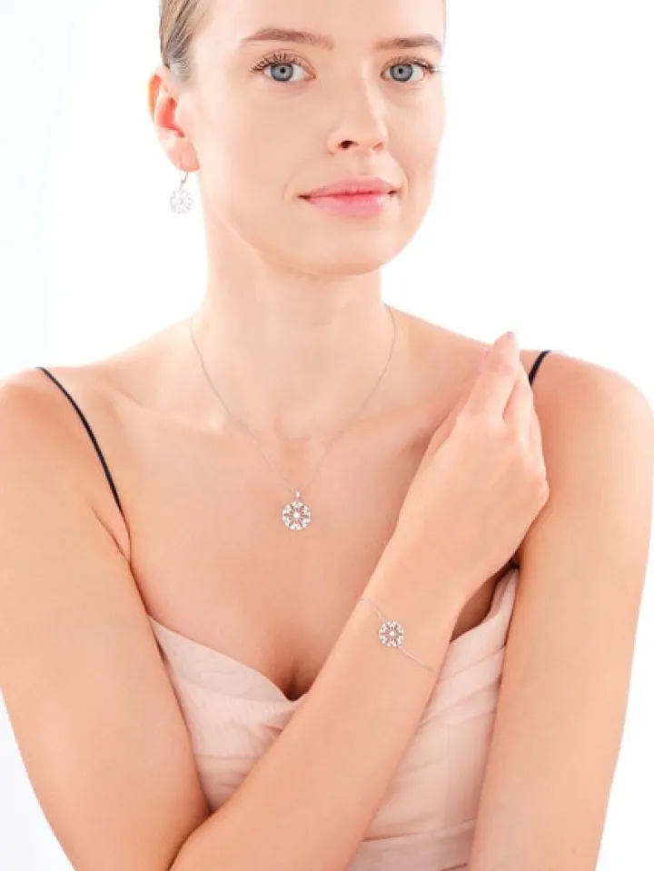 Zawieszka srebrna z cyrkoniami - rozeta