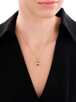 Zawieszka srebrna z cyrkoniami i emalią - litera M