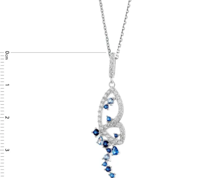 Zawieszka srebrna z cyrkoniami - motyl