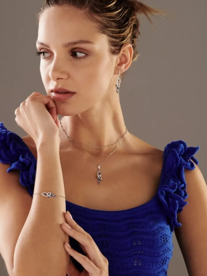 Zawieszka srebrna z cyrkoniami - motyl