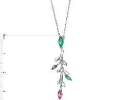 Zawieszka srebrna z cyrkoniami - liście