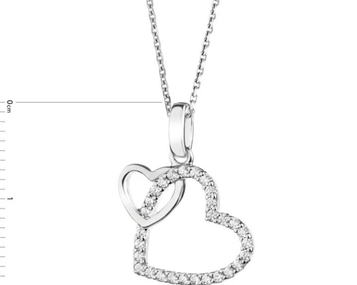 Zawieszka srebrna z cyrkoniami - serca