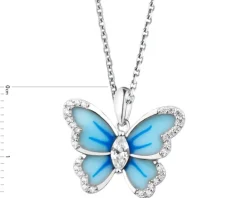 Zawieszka srebrna z cyrkoniami i emalią - motyl