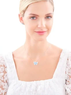 Zawieszka srebrna z cyrkoniami i emalią - motyl