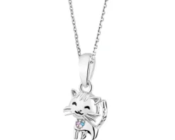 Zawieszka srebrna z cyrkoniami i emalią - kot