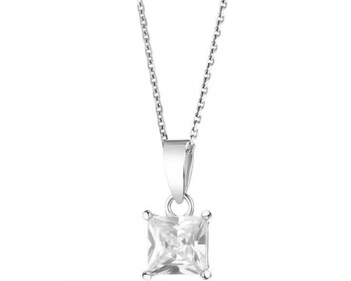 Zawieszka srebrna z cyrkoniami - kwadrat