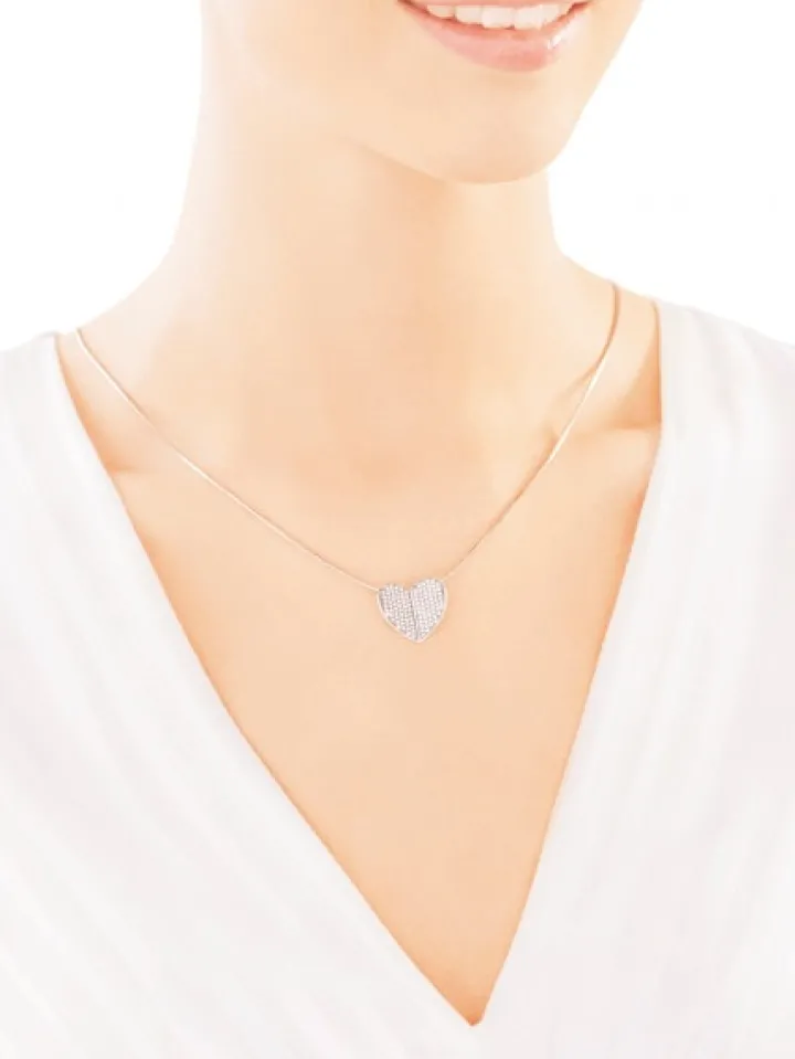 Zawieszka srebrna z cyrkoniami - serce