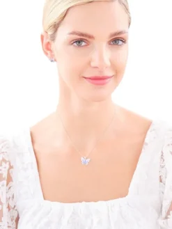 Zawieszka srebrna z cyrkonią i emalią - motyl