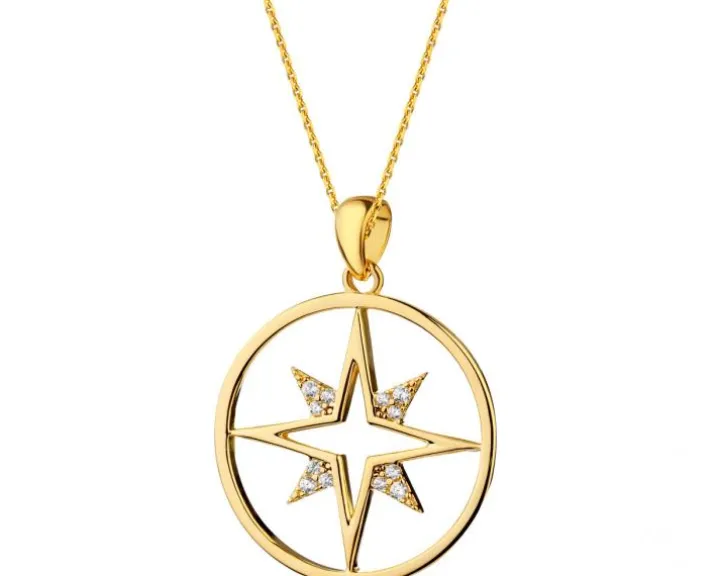 Zawieszka srebrna z cyrkoniami - gwiazda, koło