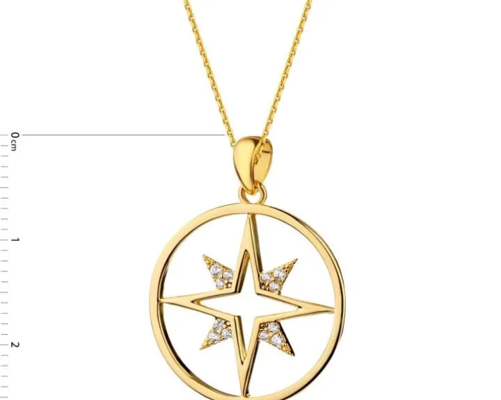 Zawieszka srebrna z cyrkoniami - gwiazda, koło