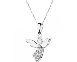 Zawieszka srebrna z cyrkoniami - aniołek