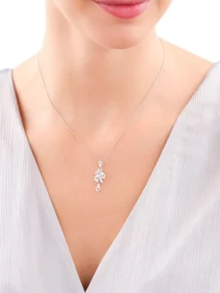 Zawieszka srebrna z cyrkoniami - liście