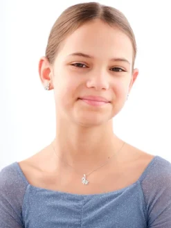 Zawieszka srebrna z cyrkoniami i emalią - jednorożec