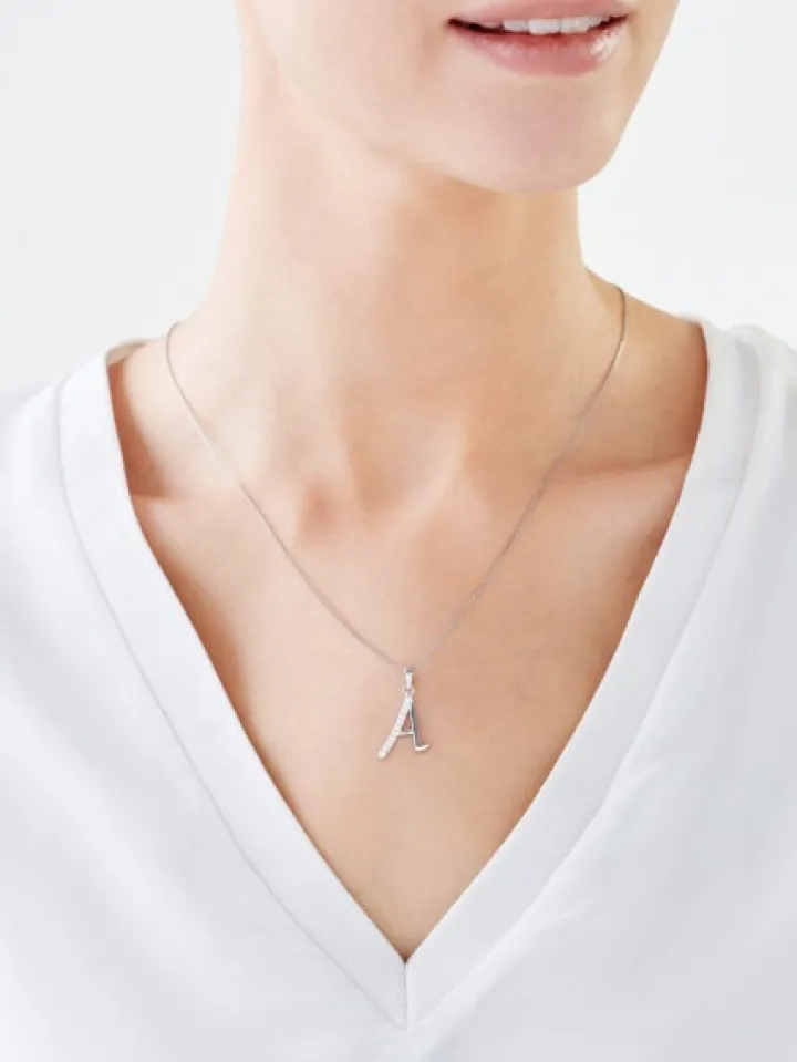 Zawieszka srebrna z cyrkoniami - litera A