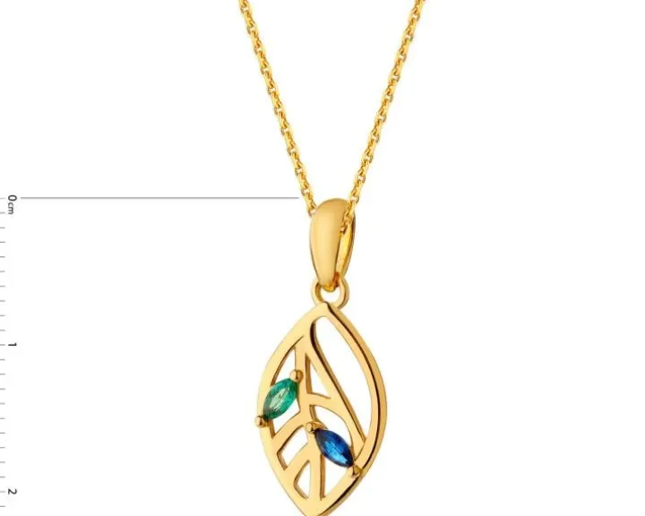 Zawieszka srebrna z cyrkoniami - liść