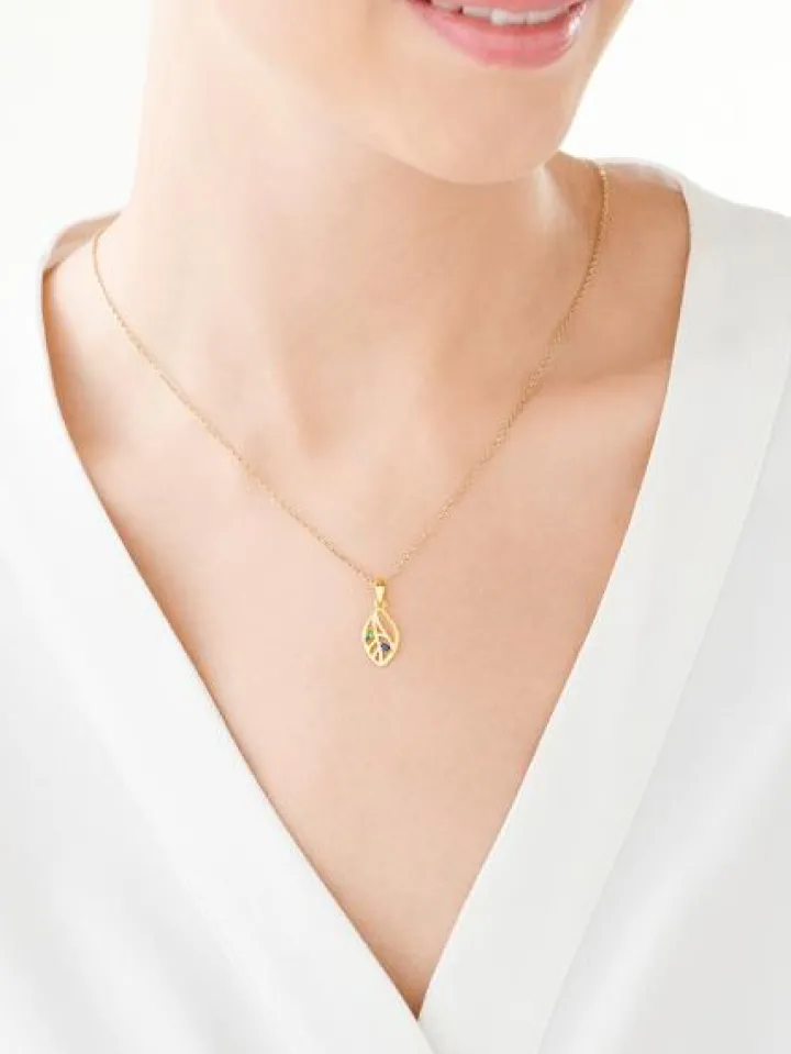 Zawieszka srebrna z cyrkoniami - liść