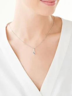 Zawieszka srebrna z cyrkoniami - liść