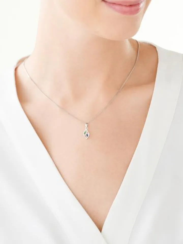 Zawieszka srebrna z cyrkoniami - liść