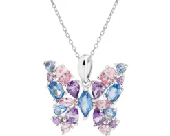 Zawieszka srebrna z cyrkoniami - motyl