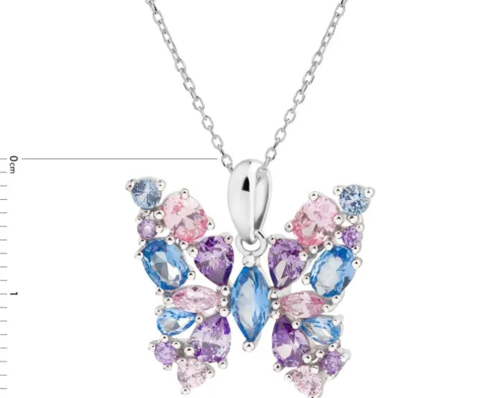 Zawieszka srebrna z cyrkoniami - motyl