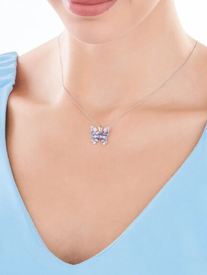 Zawieszka srebrna z cyrkoniami - motyl